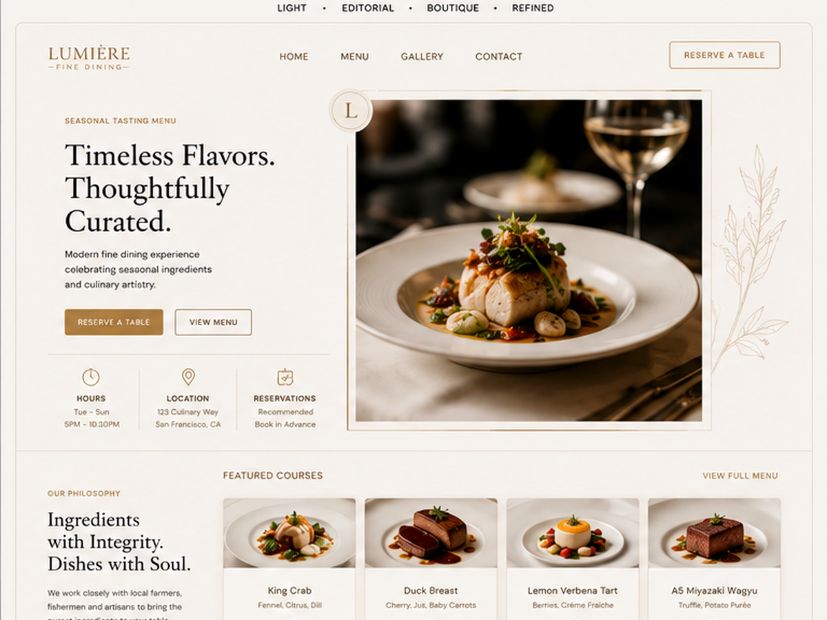 Ivory Tasting Salon visual prototype preview
