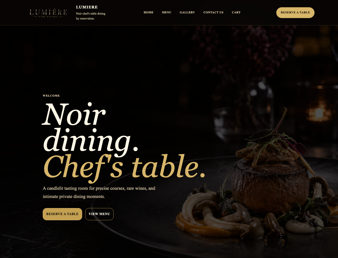 Luxury Fine Dining visual prototype preview