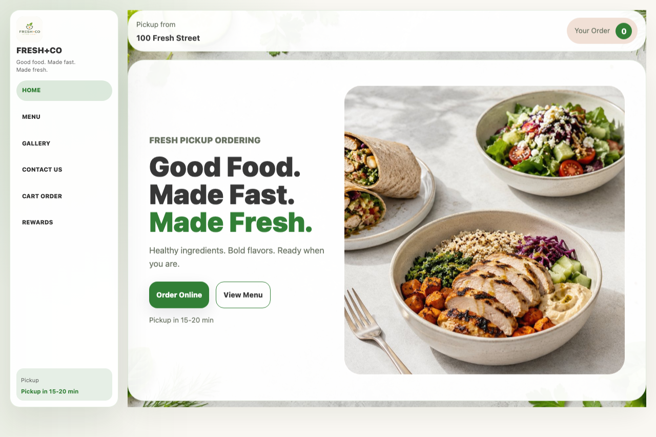 Modern Fast Casual visual prototype preview